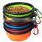 Large supply of stock 300ml or 1000ml volume custom logo Silicone collapsible pet dog bowl