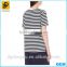 Women's Fashion 2016 Casual White and Black Striped Cotton T shirt