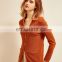 Women Solid Color V Neck Cashmere Cardiagn Sweater with Button