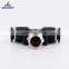 PB6-M5 Black Mechanical T Shape Tee Tube 3-Way Hose Copper Connector Quick Push Fitting Air Pneumatic Fittings