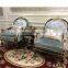 Solid wood Structure European style fabric golden sofa set for living room