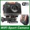 Hot selling wifi sport action camera 1080p,waterproof up to 60 meters and do not need case