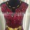 2015 fashion gilding leopard printed mesh and mentel around the neck dress with golden belt