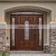 Luxury arched double wooden front entry doors design exterior arch top white solid wood main entrance door with transom glass