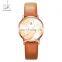 SHENGKE Artistic Lady Wristwatch Characteristic Leaf Vein Pattern Dial Leather Strap Hand Watch K0108L