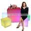 led cube lighting chair /Solar Outdoor 16 colors changing waterproof bar furniture garden seat led sitting cube chair