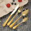 Elegant Stainless Steel Matte Gold Plated Dinner Fork Spoons Knife Flatware Set With Red Colored Handle