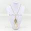 2015 Fashion Conch Design Crystal Pearl Pendant Necklace Golden Long Thin Chain Necklace