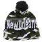 New winter knitted beanie hats Printing jacquard crochet knitting hats with pom poms