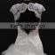 Real factory sample! Cap lace sleeve fit pattern bodice with organza ruffle skirt wedding gown