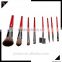 Red color 8 pcs personalized high quality brush make-up
