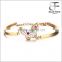 Stainless Steel Gold Plated Butterfly Cubic Zirconia Women's Elegant Cuff Bangle Bracelets