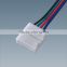 Solderless LED RGB 5050 SMD flexible led strip connectors with UL listed 4 pin electrical wires