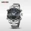 Weide watches stainless steel quartz watches bezel japan movt waterproof dual time complete calendar luxury watch