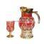 glassware set water jug set 1 jug with 6 cups golden plating