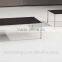 C610B Modern luxury black glass coffee table with durable stainless steel frame