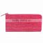 Fashion design in rose red woman leather crocodile wallet