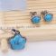 Wholesale Women Stainless Steel Flower Charm Turquoise Stud Earrings Gold Jewelry Set