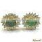 Emerald Diamond Gold Earrings, Diamond Earrings, Emerald Earrings Jewelry
