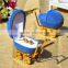 Adroable blue velvet baby stroller antique style ring box