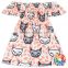 Fashionable Baseball printing off shoulder summer one piece girls party dresses