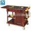 Luxury Food service Flambe Trolley with double gas stoves and wheels