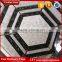 Five layers surround white black hexagon marble stome mosaic with more veins