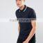 Short Sleeve Button Placket Twin Tipping Collar And Cuffs Side Slits Balck men's 100% Cotton Pique 200gsm Casual Polo Shirt