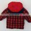 2016 Winter Kids Black and Red Grid Cotton Padded Coat