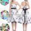 Black Floral Rockabilly Skull Vintage Swing Party Dress