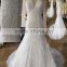 hotsell 2017 A-line V-Neck Long Sleeve long tail hand made beads crystal lace Bridal gown wedding dresses ED522