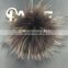 Custom size color solid color fluffy raccoon fur pompom keychain charm