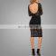 Ladies sexy transparent black tight dress long sleeve night dress