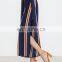 Vertical Striped Slit Side Wide Leg Pants With Belt