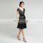 Elegant V Neck Short Sleeve Knee-Length Black Cocktail Party Dresses Ladies Party Dress