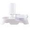 Lovely Cat Ear Shaped Pets Feeder Bevel Double Water Bowls Neck Protection Cat Bowl