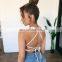 LAITE T2021 100% cotton women backless sling crop tops ladies solid color sexy crop tank tops women tank tops