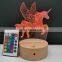 Unicorn 3D Lamp Led Night Lamp Round Wood Base 16 Color with Remote