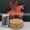 Unicorn 3D Lamp Custom Led Night Lamp Wooden Base 16 Color with Remote