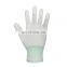 Low price wholesale custom white PU gloves with nylon fingertip coating