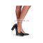 Ladies new fashionable block heel pumps design shoes women black shiny pointed toe sandals