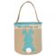 Promotional Reusable Eco-friendly Round Shape Bunny Baskets Jute Easter Gift Bag With Handle