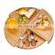 100% Bamboo Pizza Cheese Cutting Board Rotatable with Slid Drawer and 3pcs Knife Set Rotating Serving Display Board