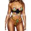 Summer Women Solid Bikini Women African Print Bikini Set Swimwear Push-Up Underwire Padded Bra Swimsuit Beachwear