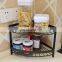 Factory custom multifunction sector 2 tier cans spice organizer shelf corner kitchen storage rack