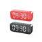 Reloj despertador de espejo portátil LED con pantalla de tiempo inteligente, luces de visualización de tiempo, altavoces multifuncionales BT 5.0 y subwoofer