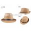 2015 Hot sell blank boys summer straw hat fedora hat paper straw hat fedora with button 6colors