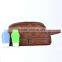 Genuine vintage leather cosmetic bag for men with carry handle