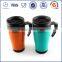 Double wall vacuum flask thermos/plastic coffee mug with handle