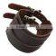 Handmade Genuine Leather Buckle Bangle Punk Bracelet for Men and Women